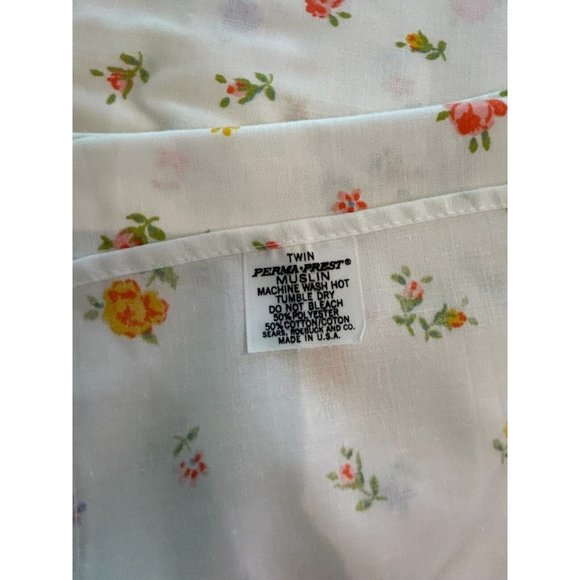Vintage Sears Perma Press Fine Muslin Twin Flat Sheet Floral - Picture 3 of 3